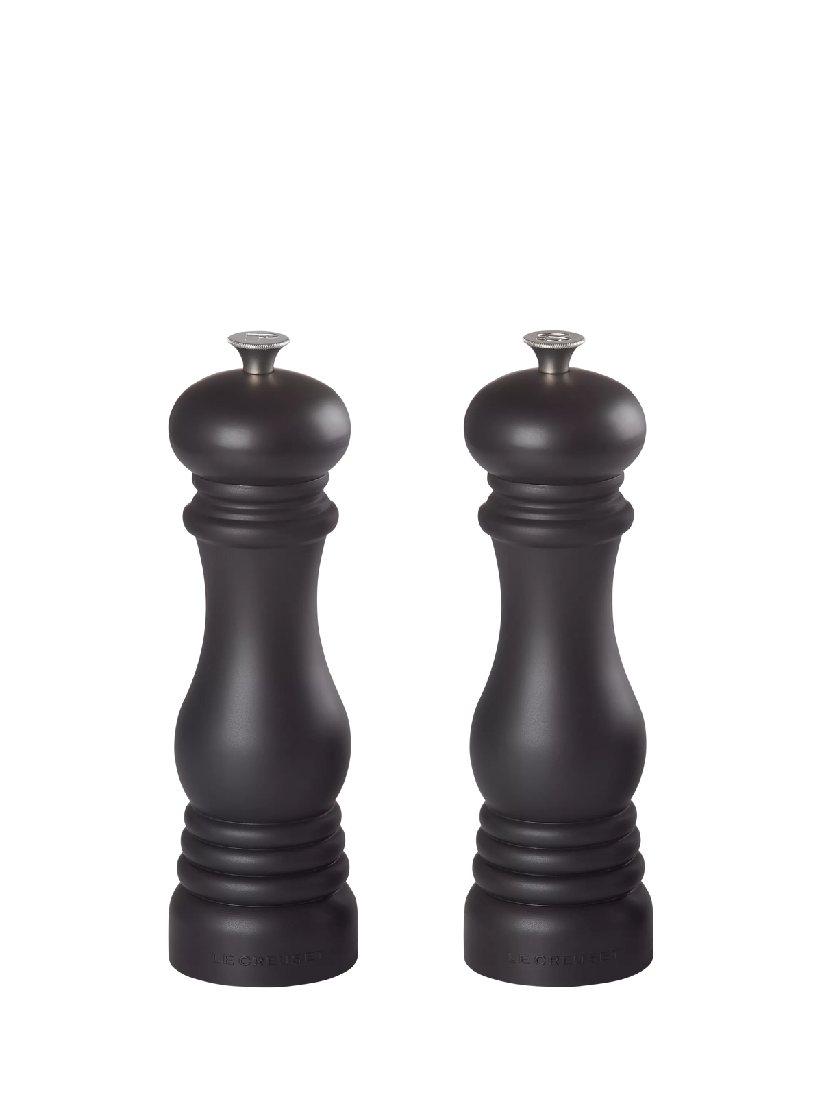 Le Creuset salt and pepper mills gloss black set, UK version
