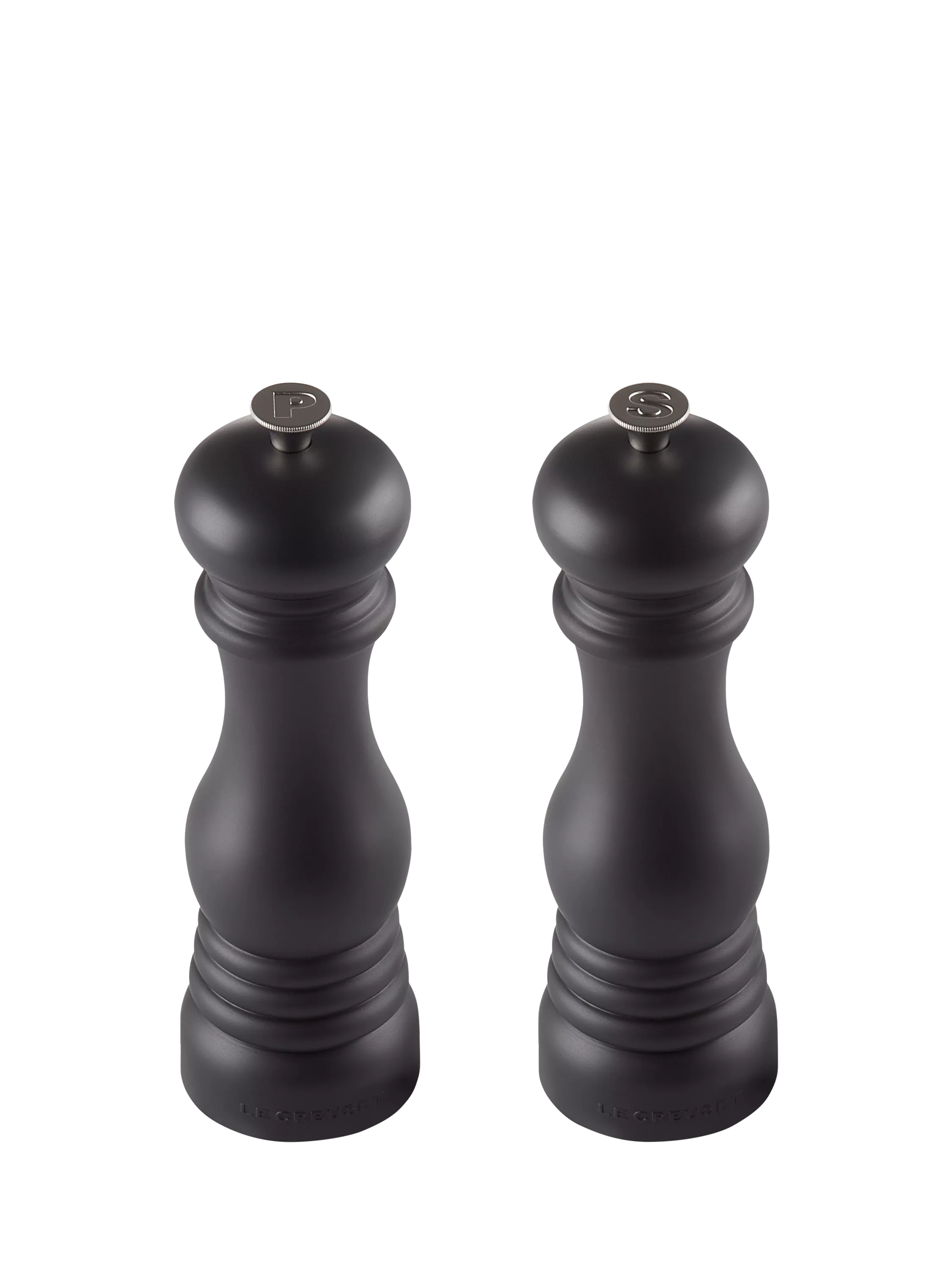 Le Creuset salt and pepper mills gloss black set, UK version