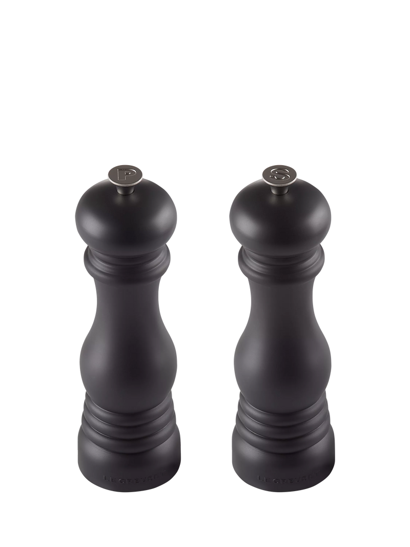 Le Creuset salt and pepper mills gloss black set, UK version
