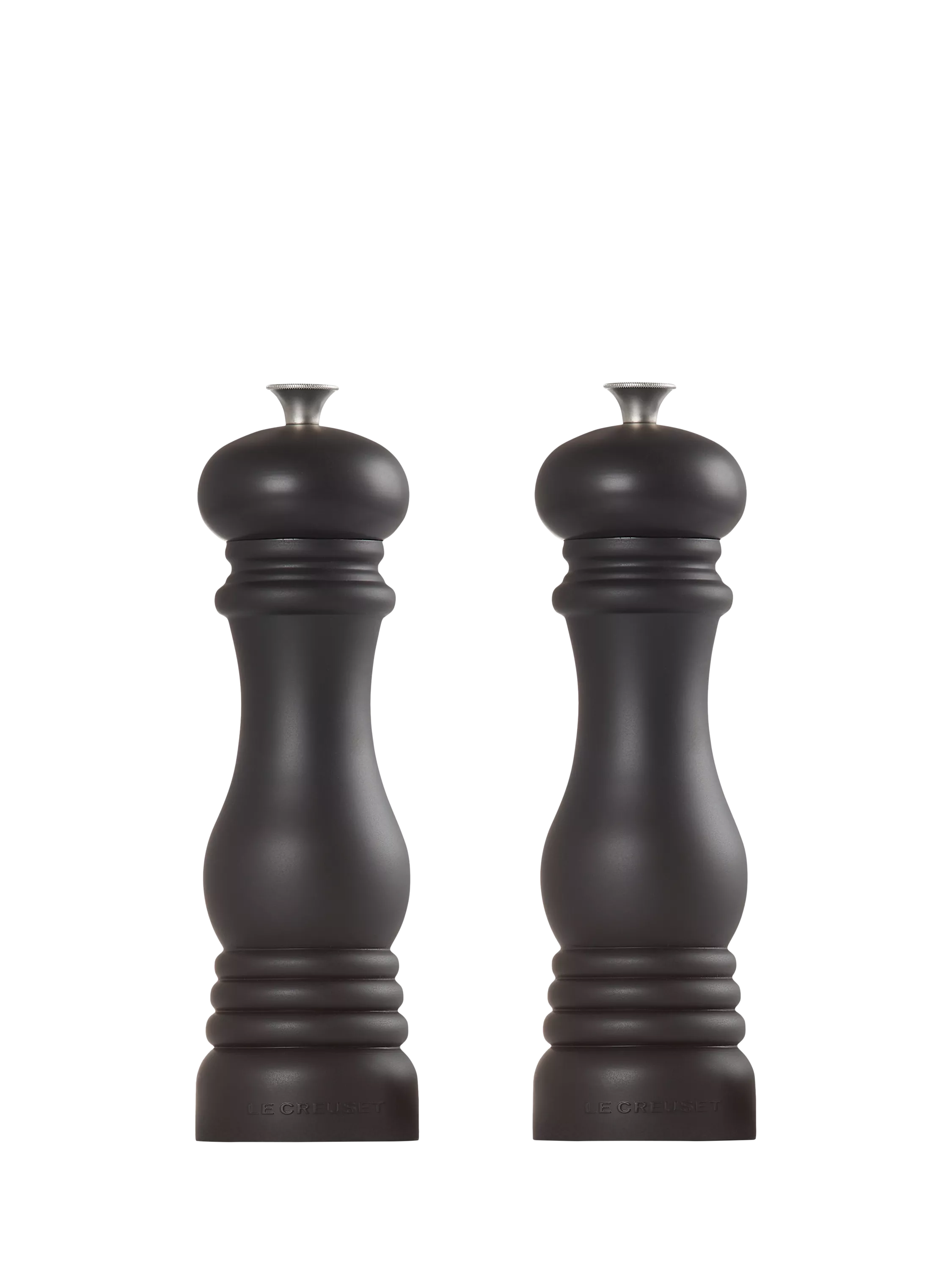 Le Creuset salt and pepper mills gloss black set, UK version