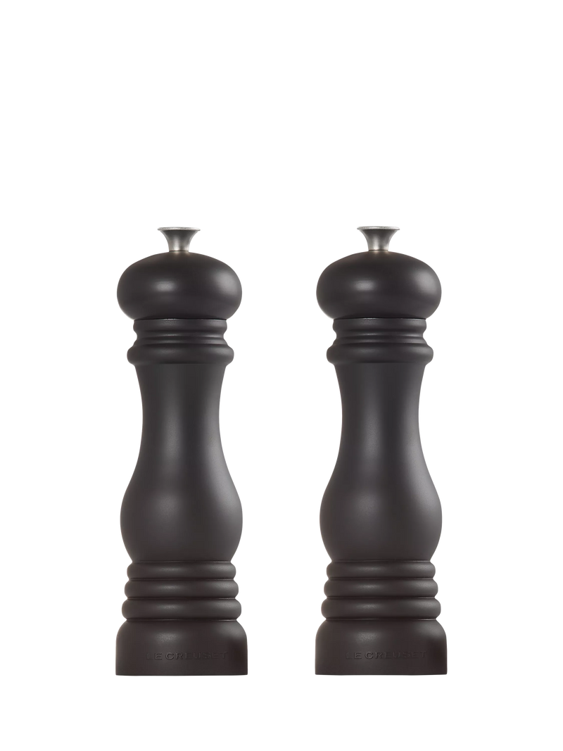 Le Creuset salt and pepper mills gloss black set, UK version