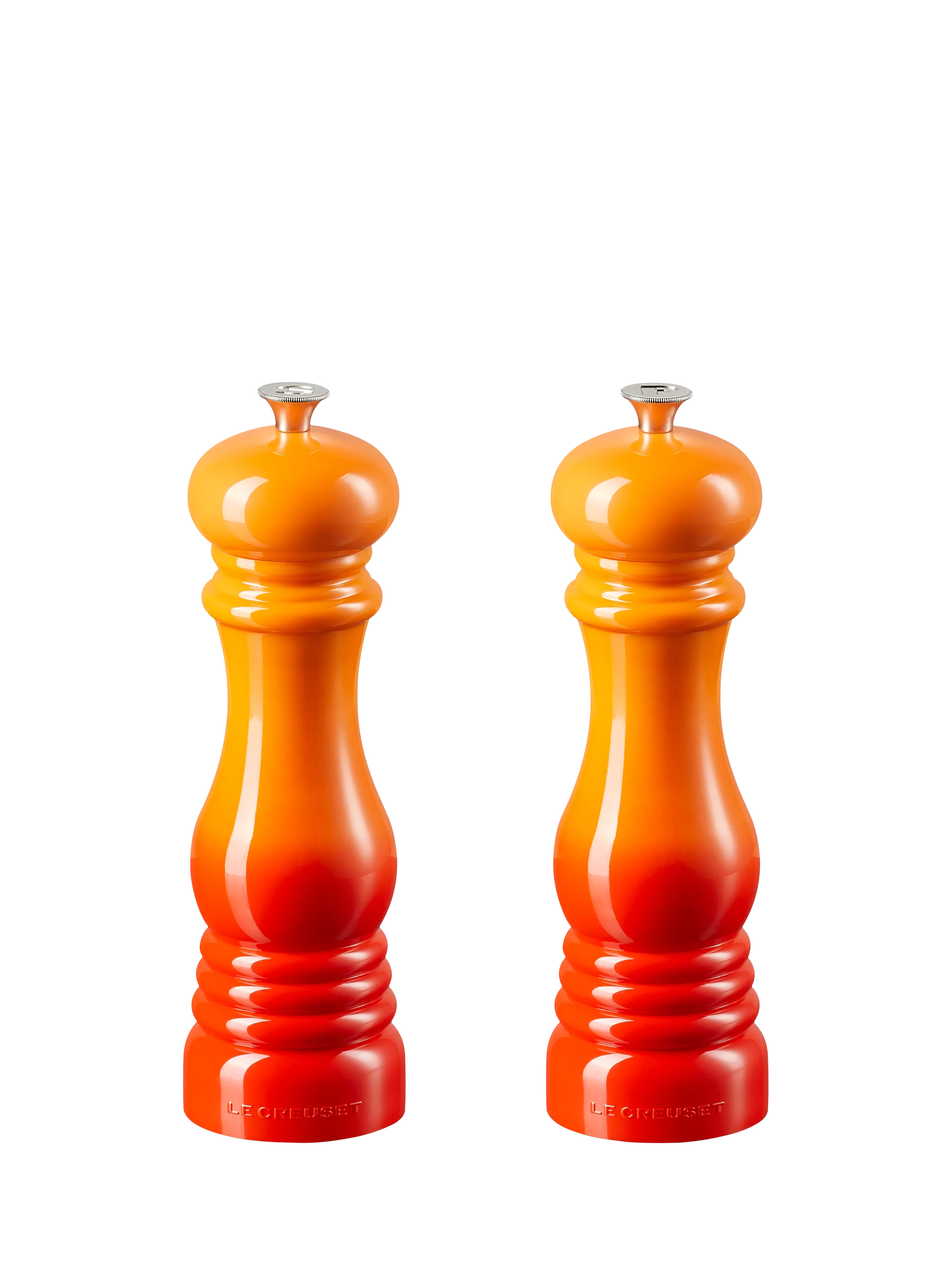 Le Creuset classic salt and pepper mills set of two in volcanic, UK version