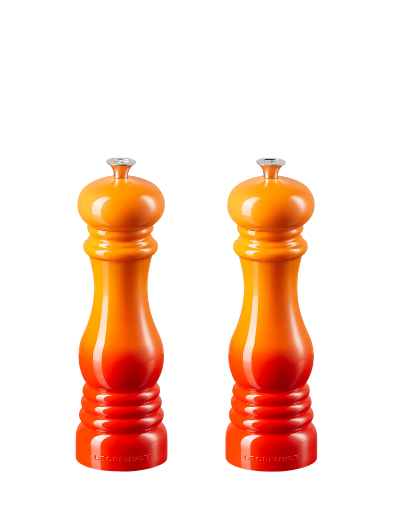 Le Creuset classic salt and pepper mills set of two in volcanic, UK version