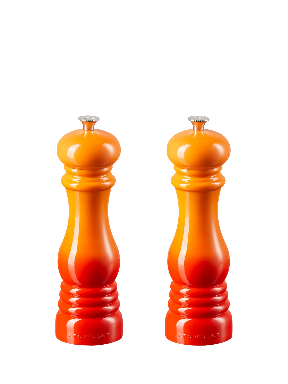 Le Creuset classic salt and pepper mills set of two in volcanic, UK version
