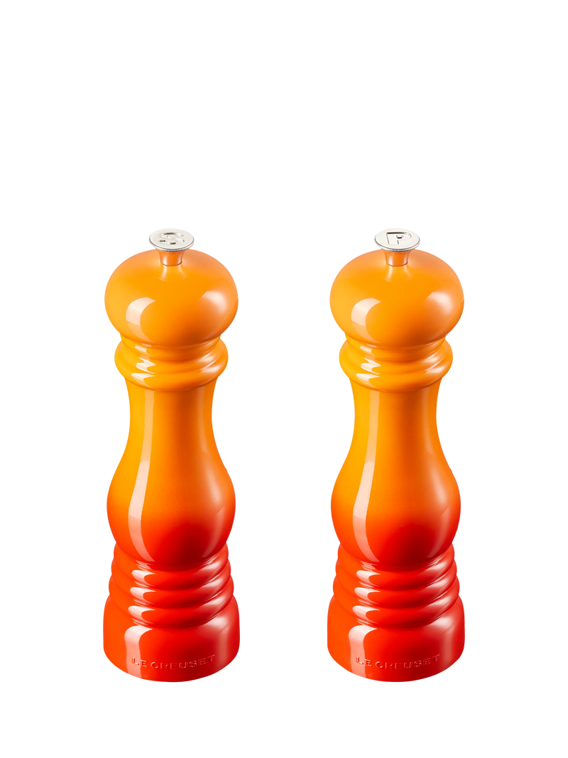 Le Creuset classic salt and pepper mills set of two in volcanic, UK version