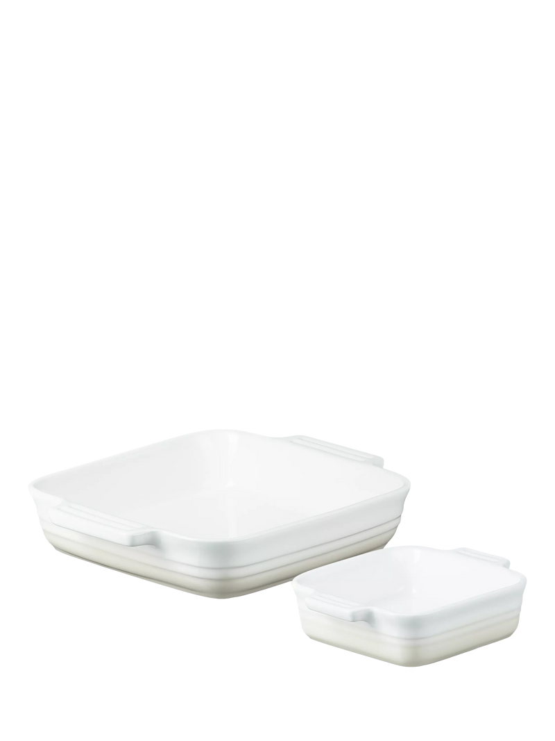 Le Creuset Stoneware Square Oven Dish, Set of 2, Meringue