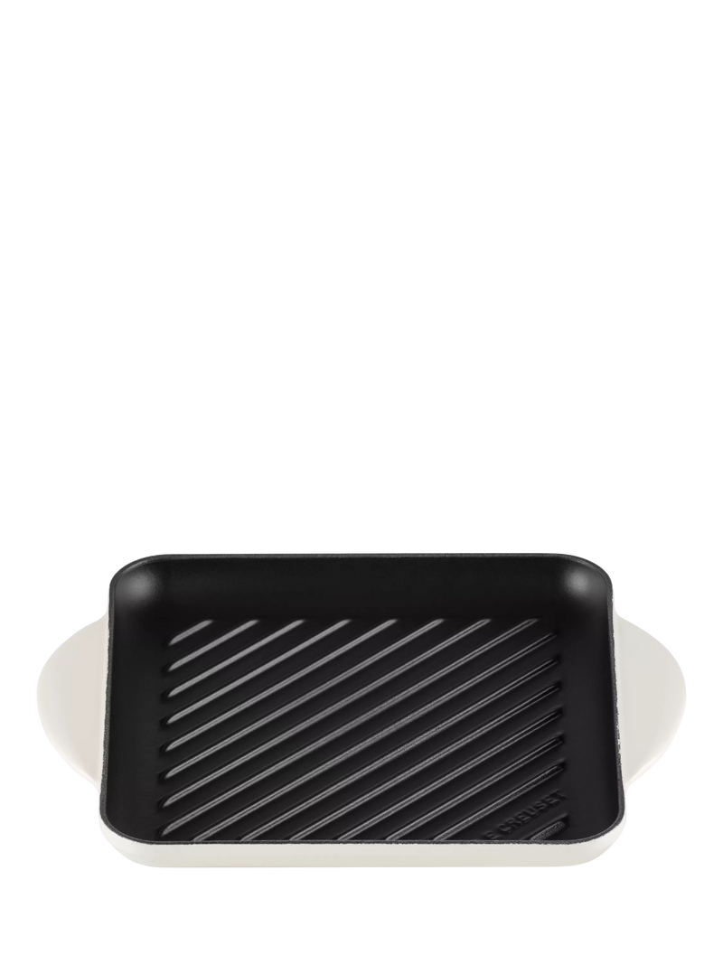 Le Creuset Essentials Cast Iron 24cm Skinny Square Grill, Meringue
