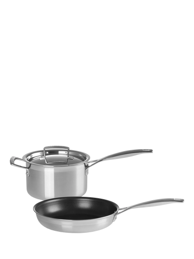 John Lewis 3-Ply Stainless Steel 18cm Lidded Saucepan and 24cm Non-Stick Frying Pan Set- اشترِ عبر الإنترنت من McGrocer