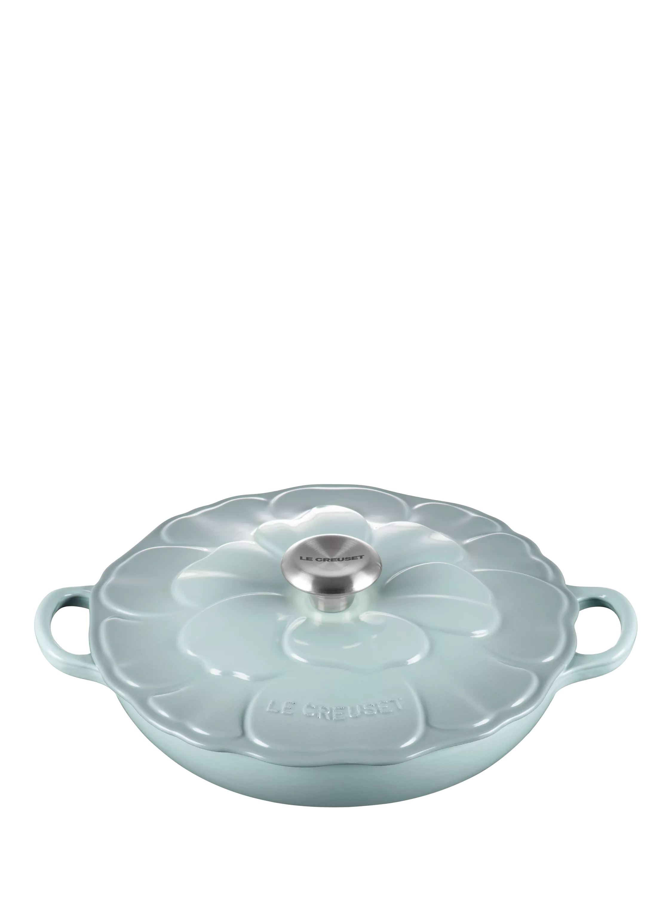 Le Creuset Cast Iron Petal Signature Shallow Casserole, 26cm, Sea Salt
