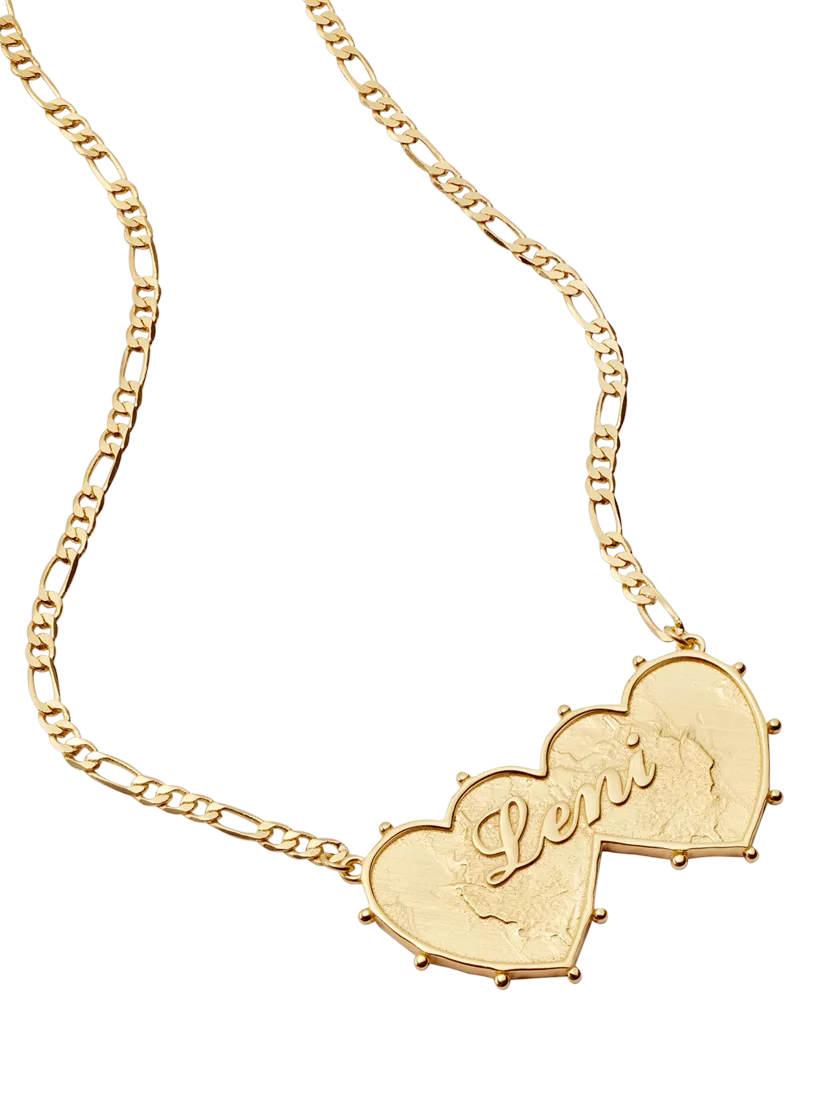 Daisy London personalised double heart pendant necklace (British brand)
