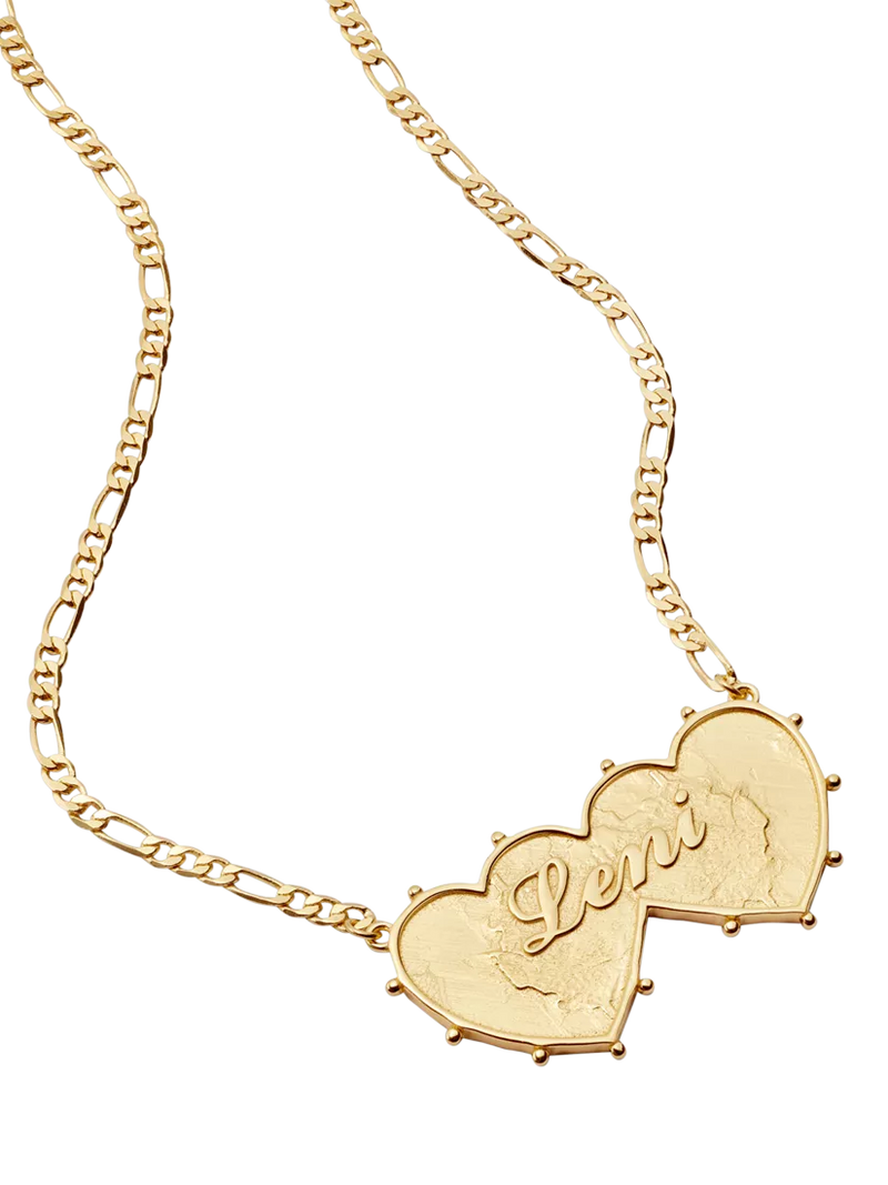 Daisy London personalised double heart pendant necklace (British brand)