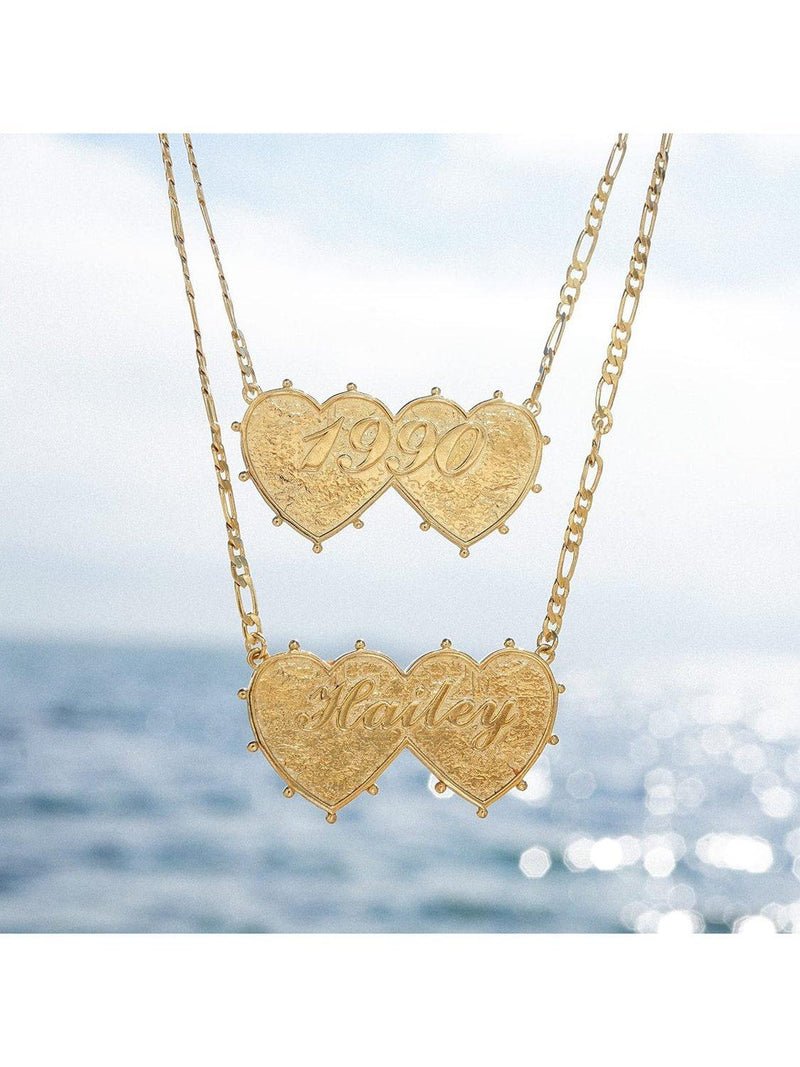 Daisy London personalised double heart pendant necklace (British brand)