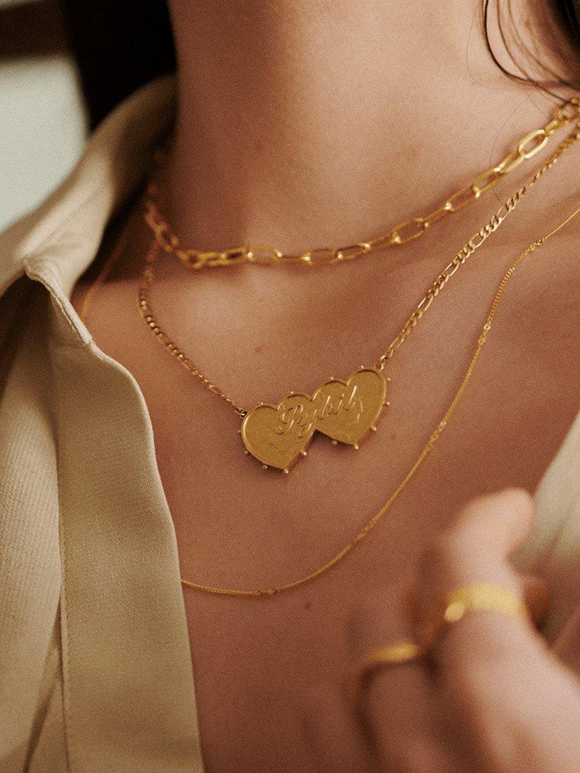 Daisy London personalised double heart pendant necklace (British brand)