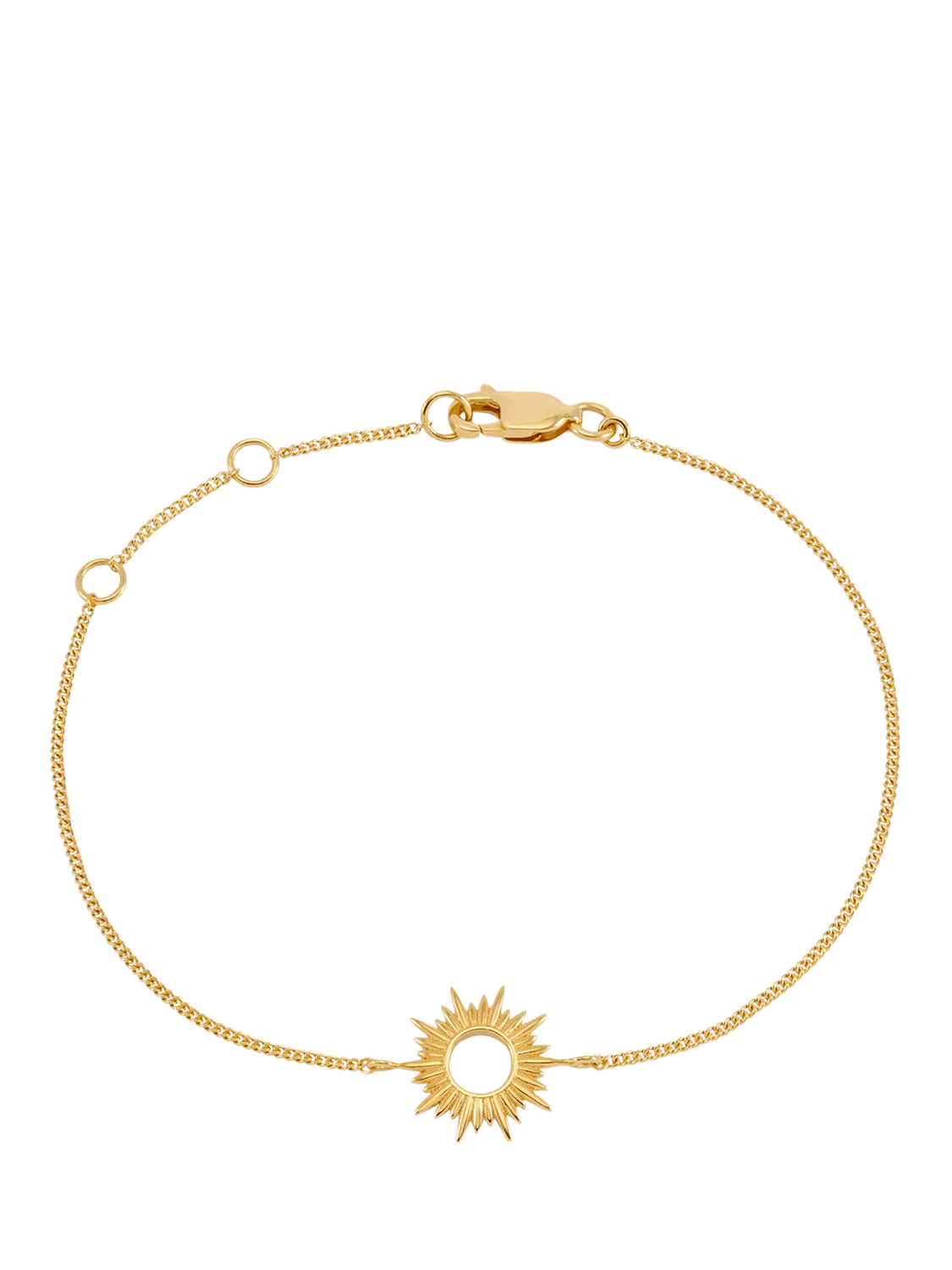 Rachel Jackson London gold chain bracelet with sun motif, imported from the UK