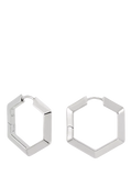 Rachel Jackson London Large Bevelled Hexagon Hoop Earrings, Silver