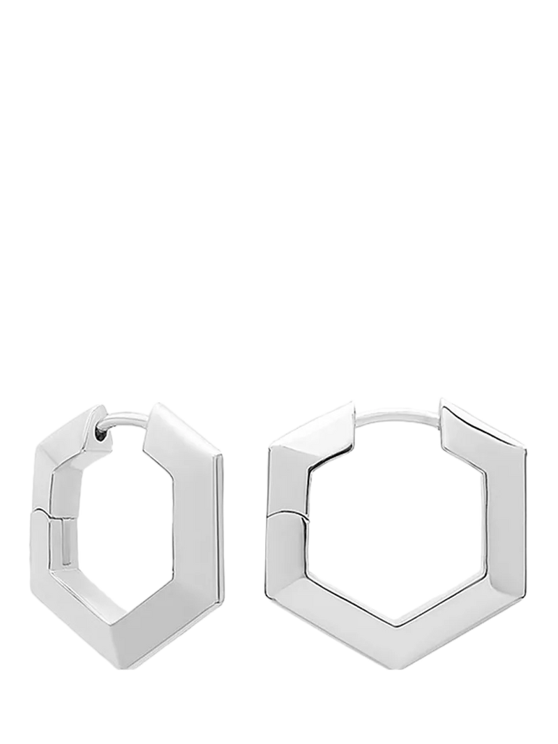 Rachel Jackson London Mini Bevelled Hexagon Hoop Earrings