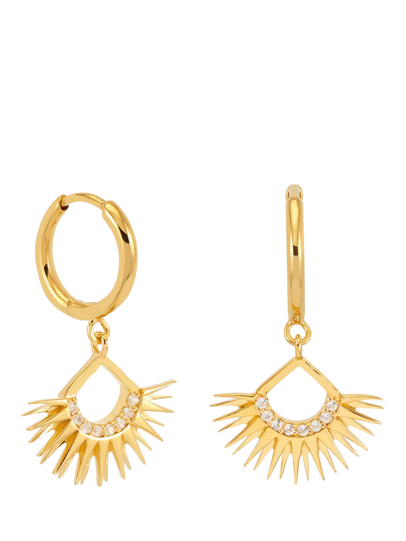 Rachel Jackson London white topaz huggie hoop earrings 16mm, UK version