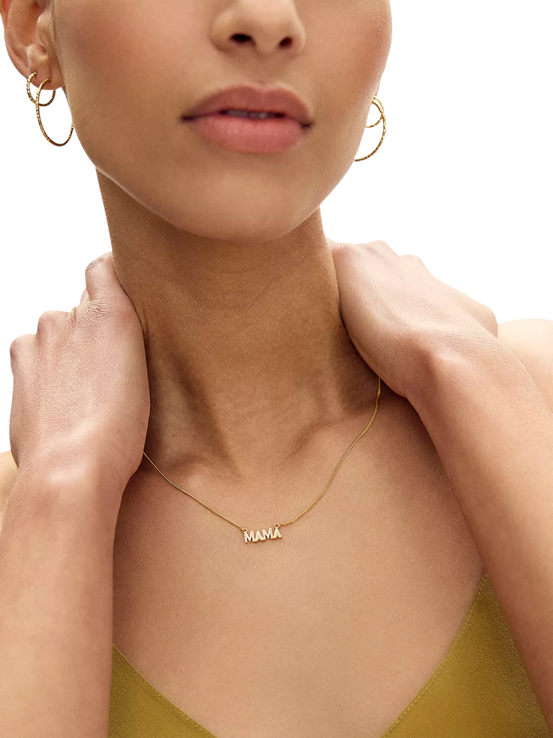 Rachel Jackson London Mama necklace gold plated, imported from the UK