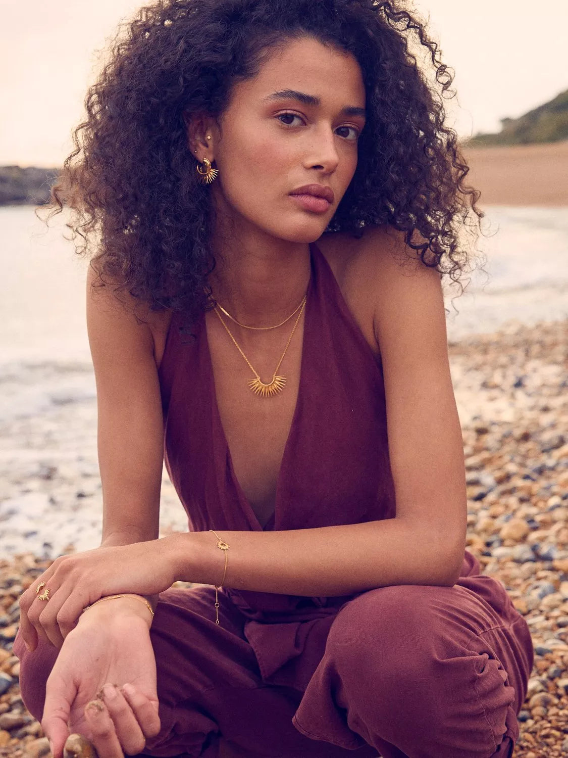 Rachel Jackson London rising sun pendant necklace gold plated - British product