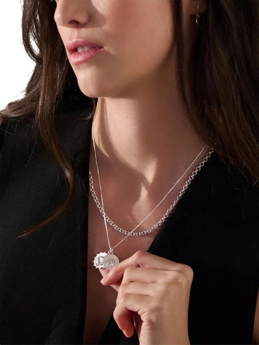 Rachel Jackson London zodiac art coin duo pendant necklace, UK version