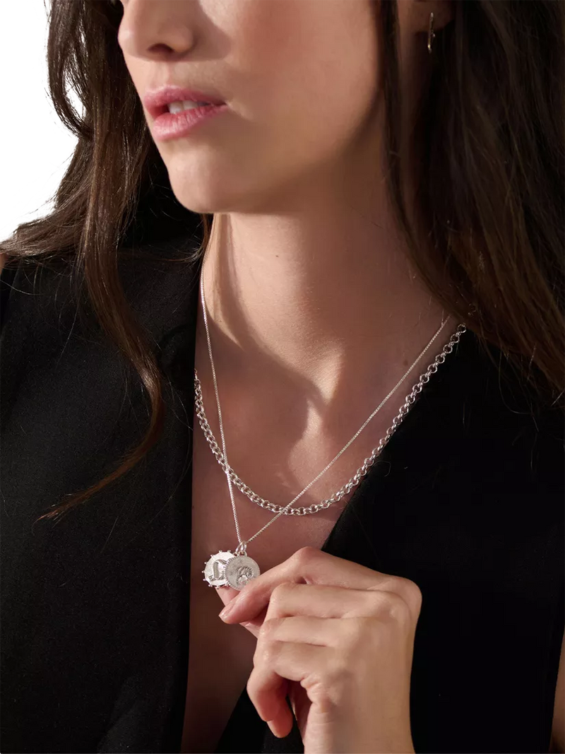 Rachel Jackson London zodiac art coin duo pendant necklace, UK version