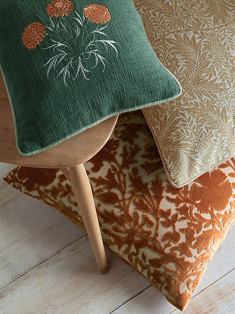 William Morris Compton velvet cushion burnt orange 50cm (British brand)
