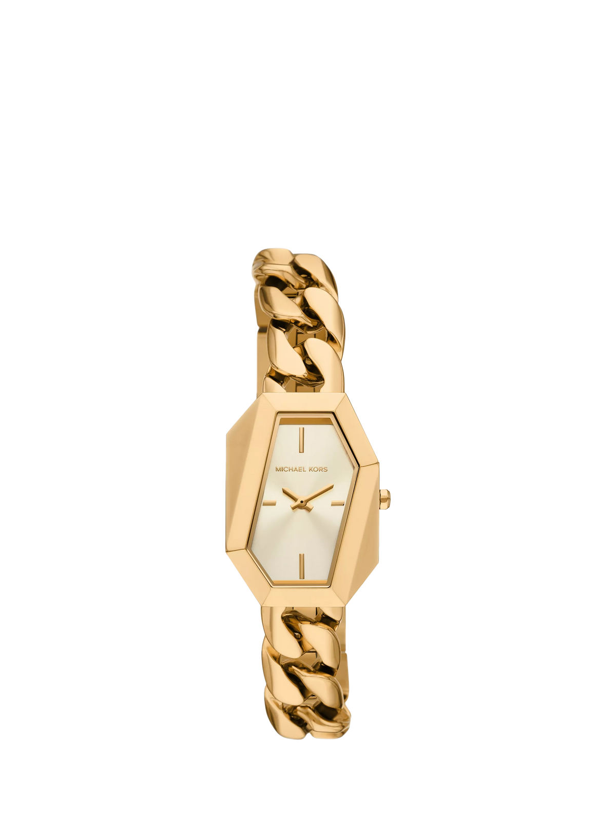 Michael Kors women's Suri asymmetrical case gold watch - British product