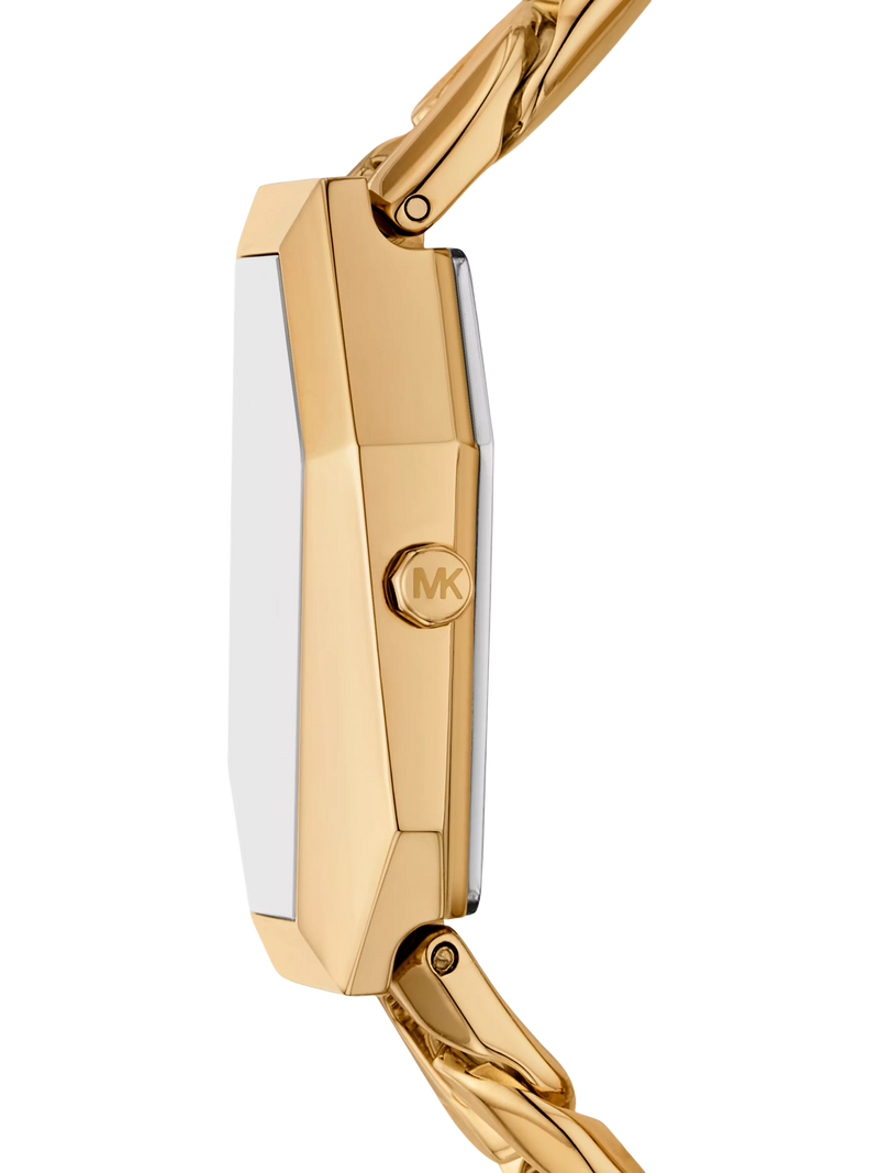Michael Kors women's Suri asymmetrical case gold watch - British product