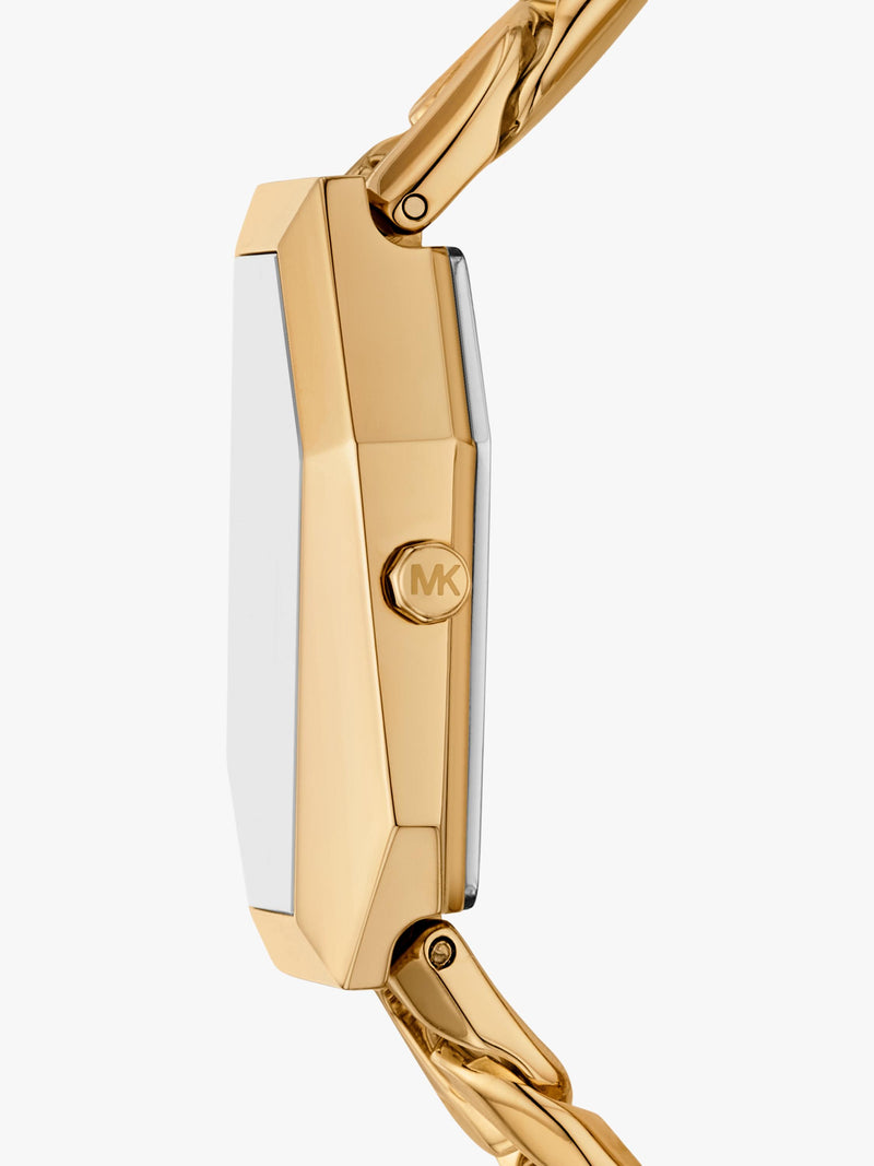 Michael Kors women's Suri asymmetrical case gold watch - British product