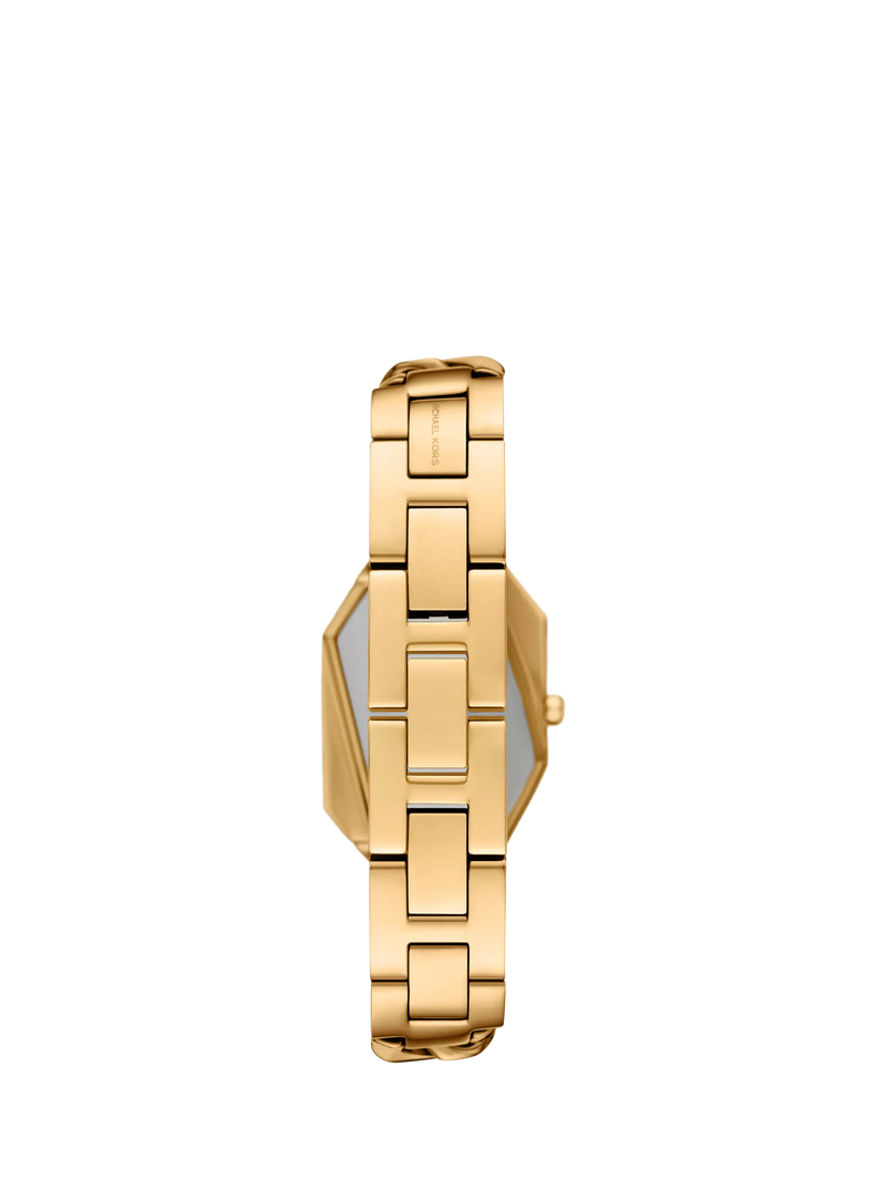 Michael Kors women's Suri asymmetrical case gold watch - British product
