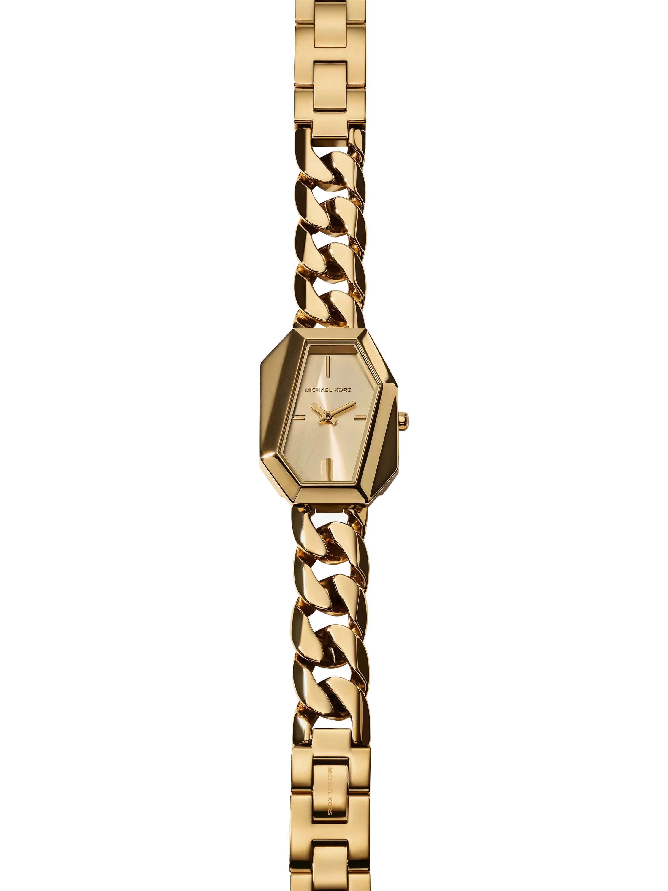 Michael Kors women's Suri asymmetrical case gold watch - British product