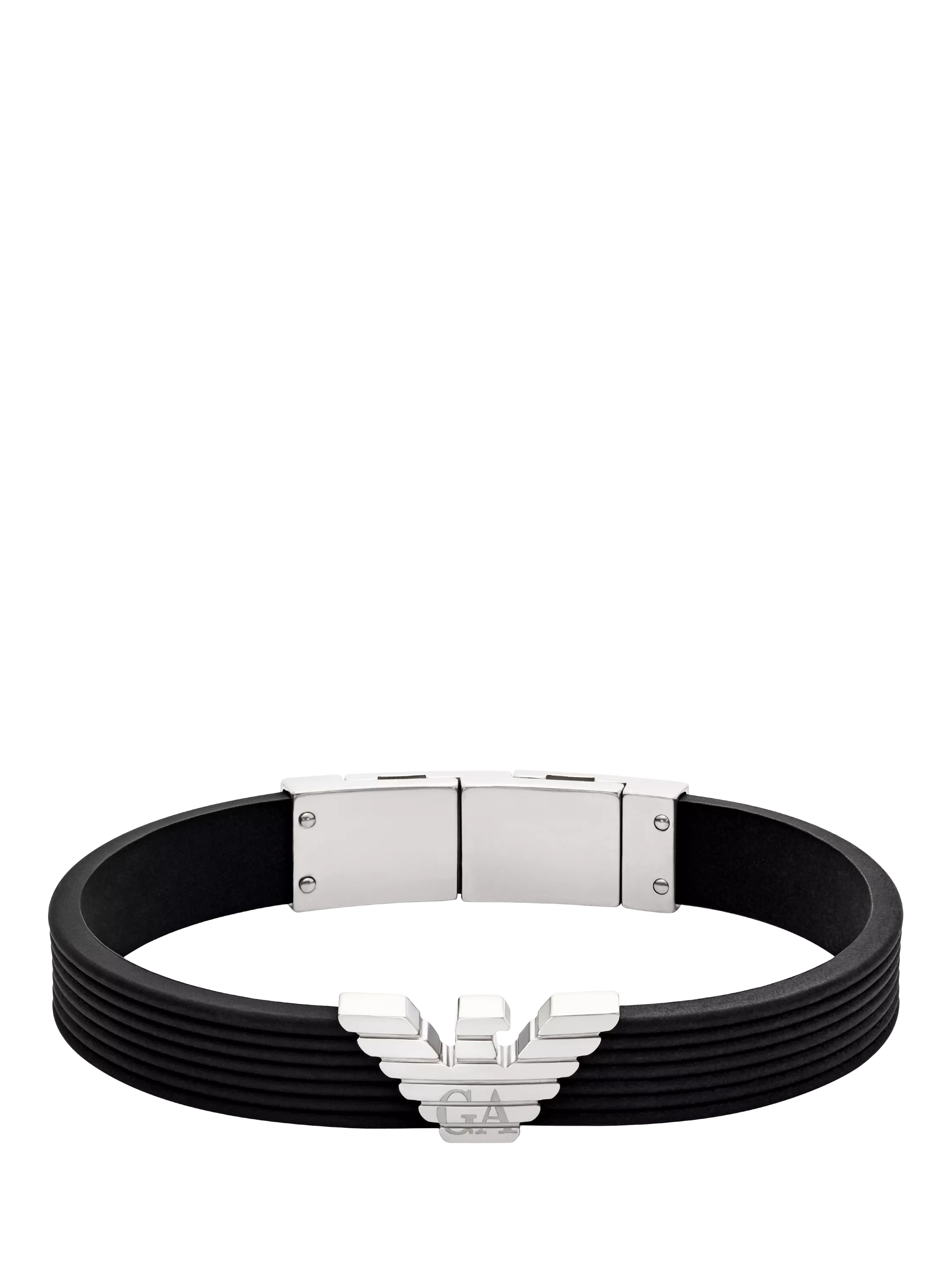 Emporio Armani men's silicone ID bracelet in black (British brand)
