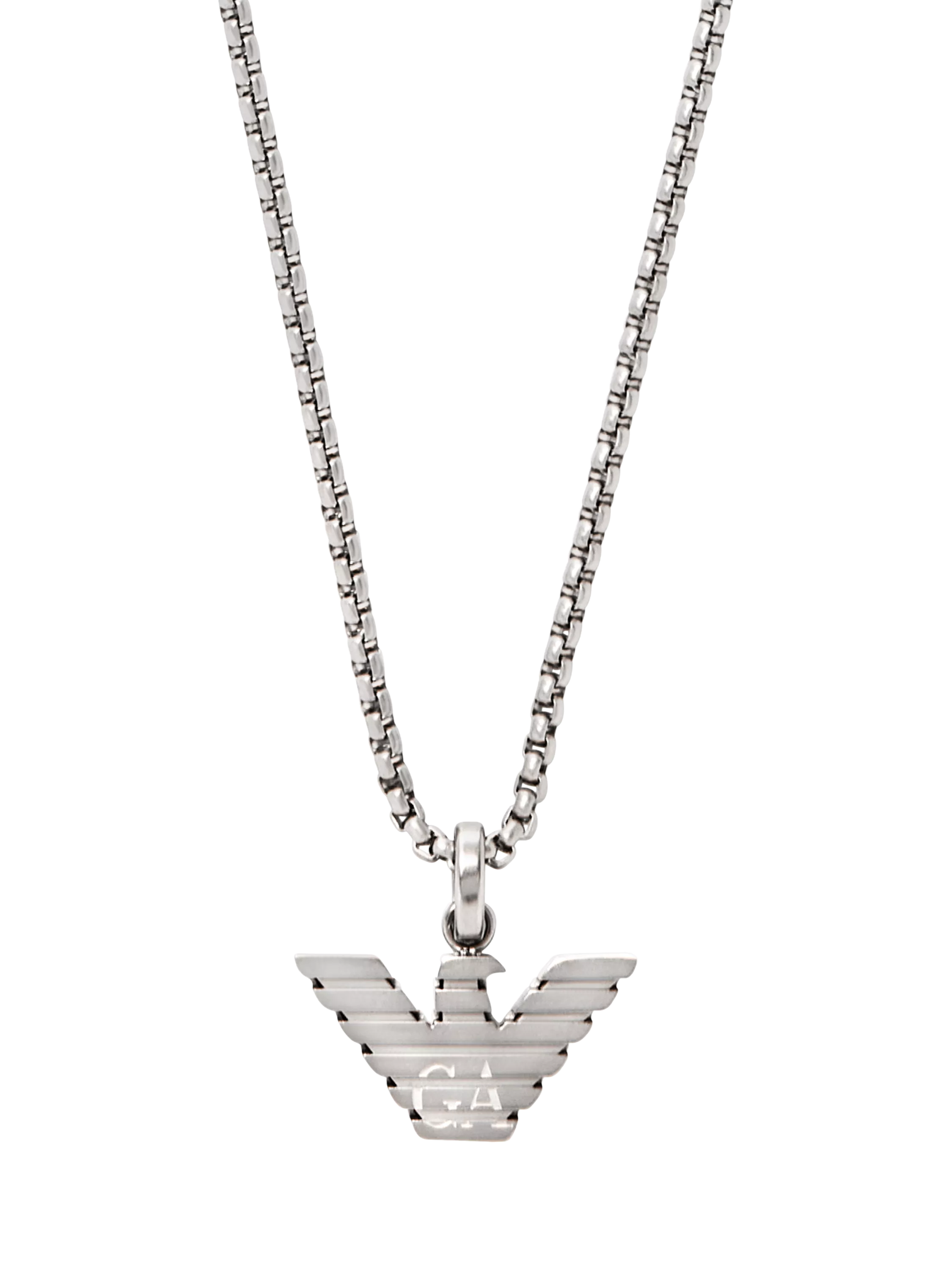 Emporio Armani men's pendant necklace silver stainless steel, UK version