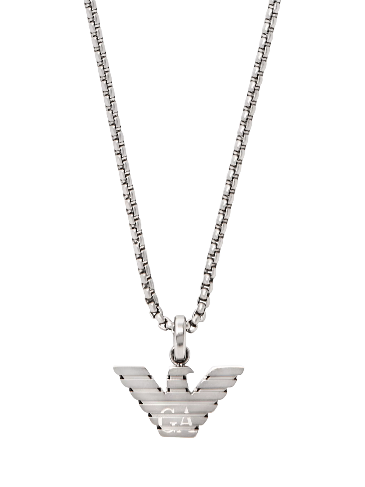 Emporio Armani men's pendant necklace silver stainless steel, UK version