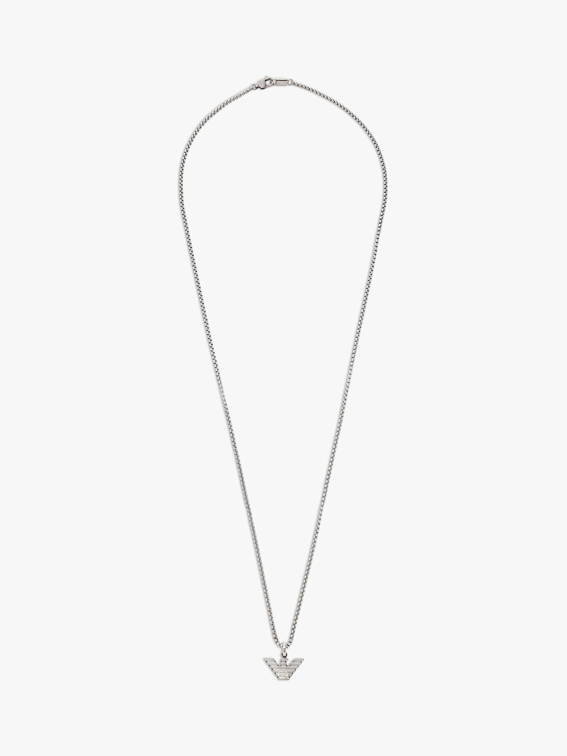 Emporio Armani men's pendant necklace silver stainless steel, UK version