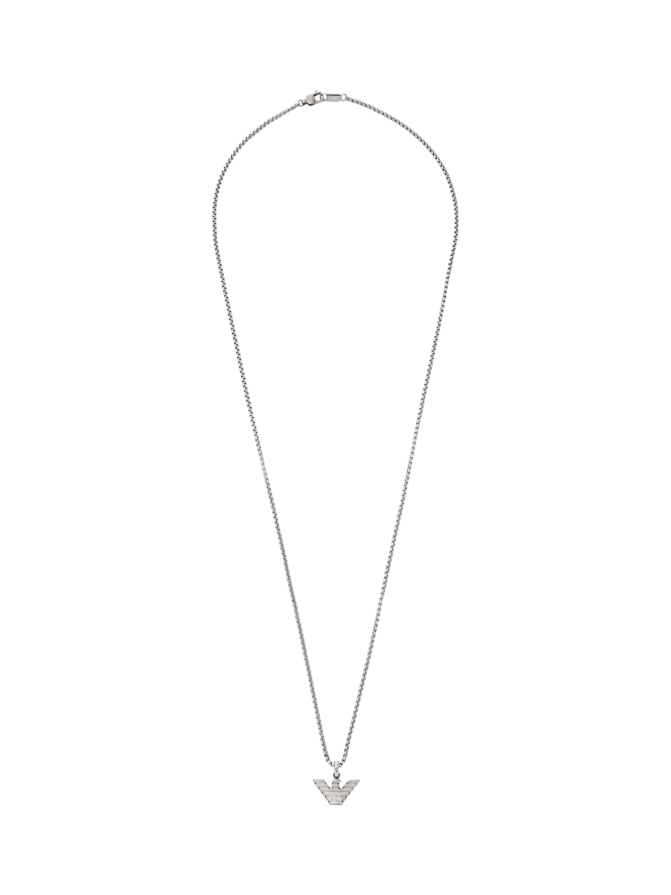 Emporio Armani men's pendant necklace silver stainless steel, UK version