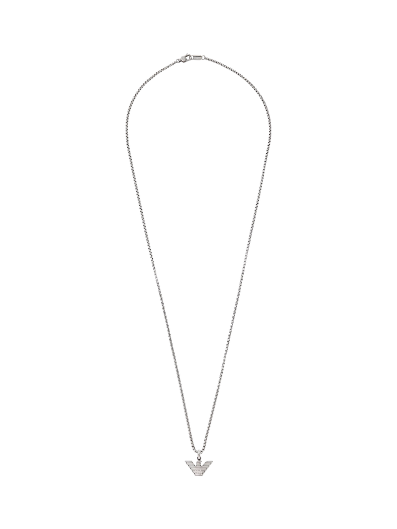 Emporio Armani men's pendant necklace silver stainless steel, UK version