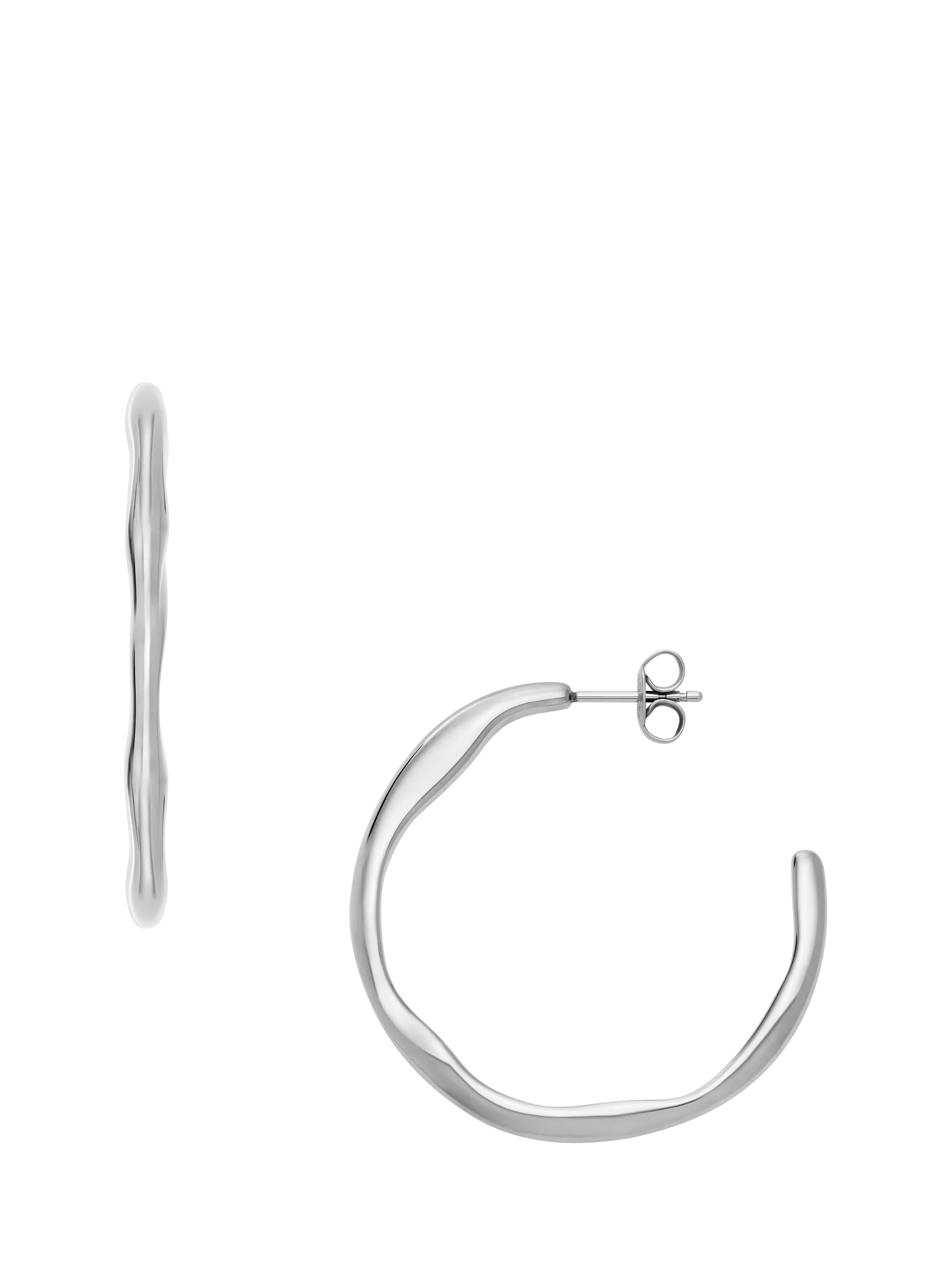 Skagen stainless steel hoop earrings silver-tone - British product