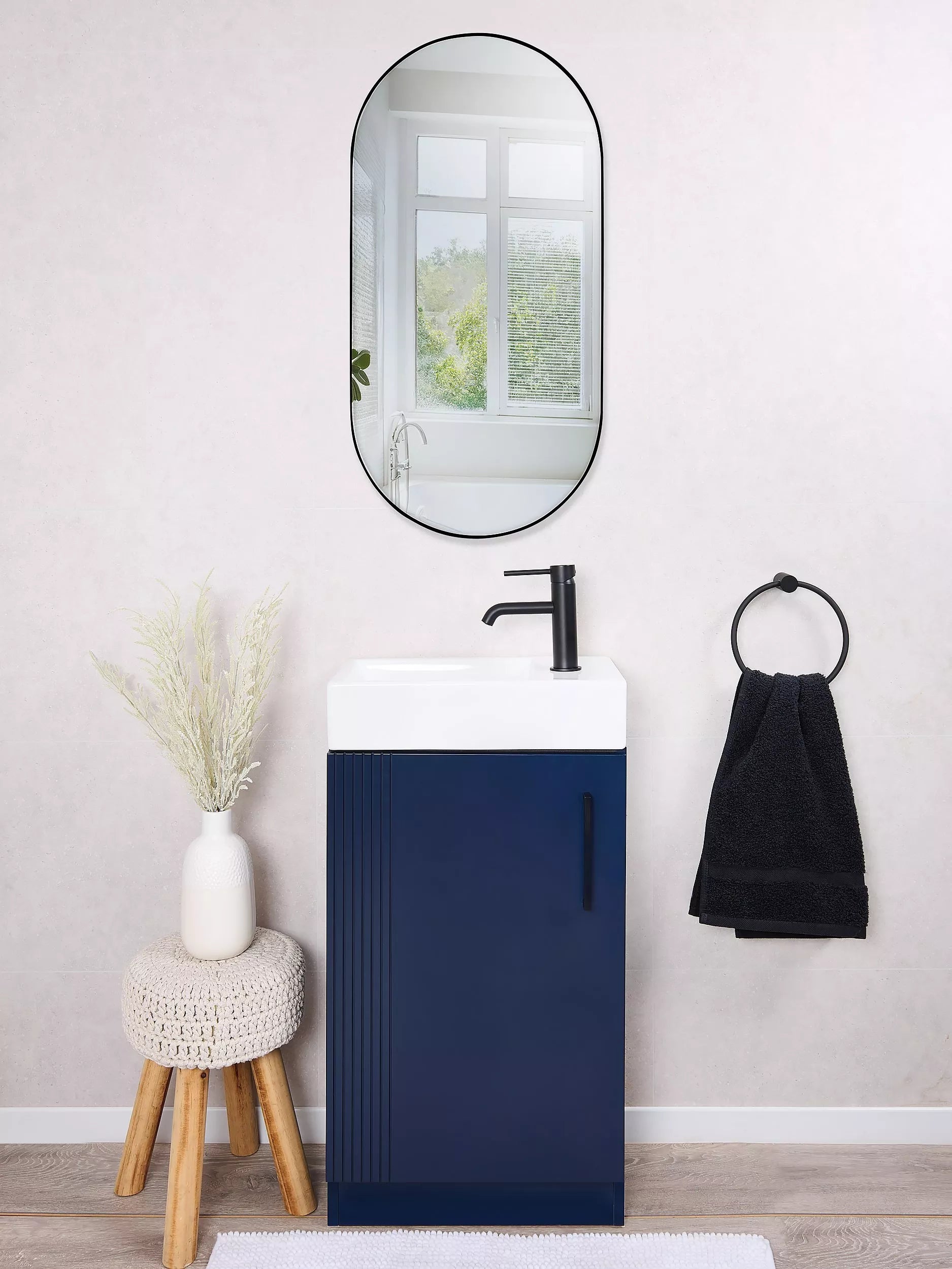 hib Fusion Pill bathroom mirror 40cm, imported from the UK