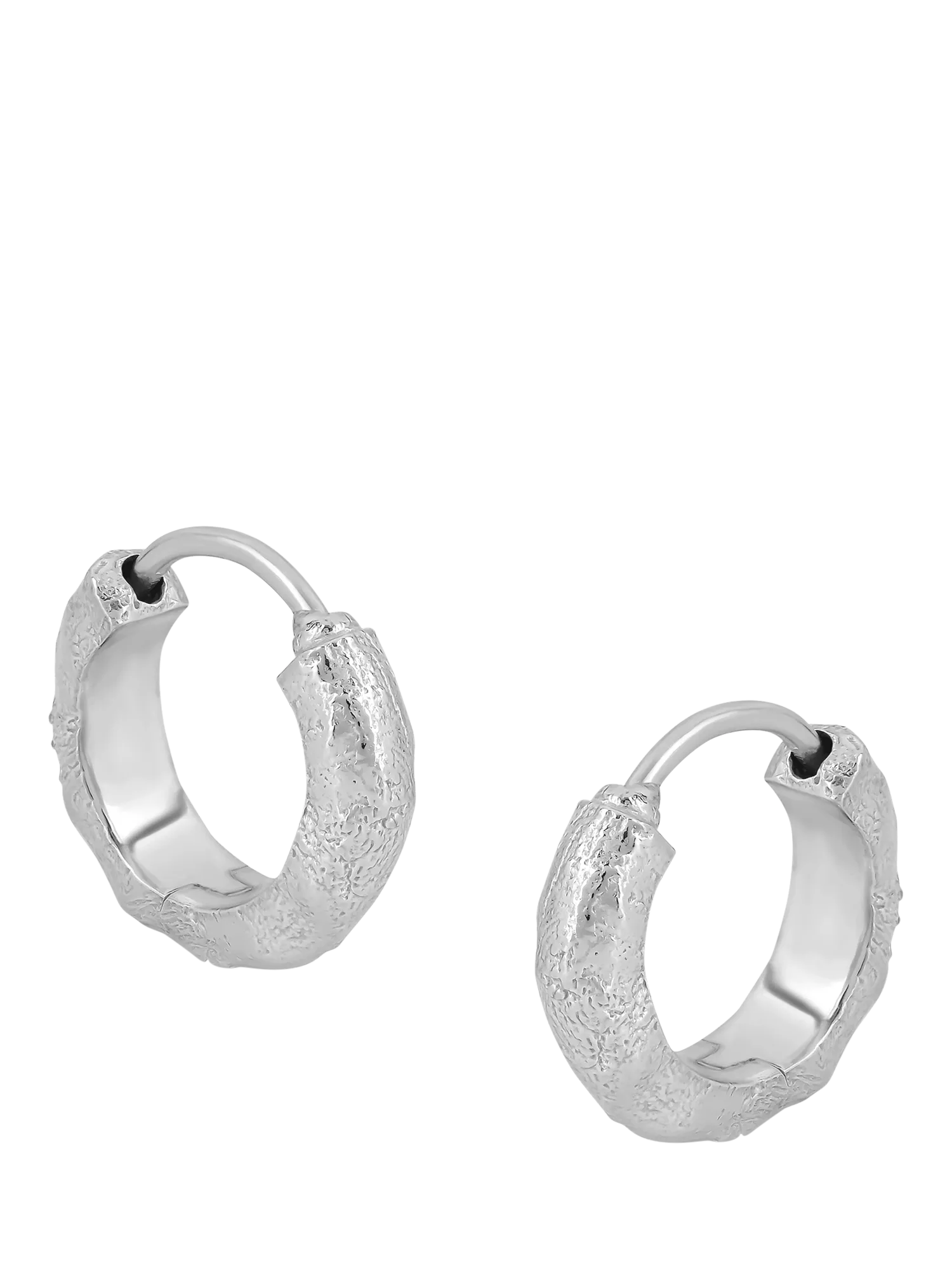 Tutti textured huggie hoop earrings in silver (British brand)