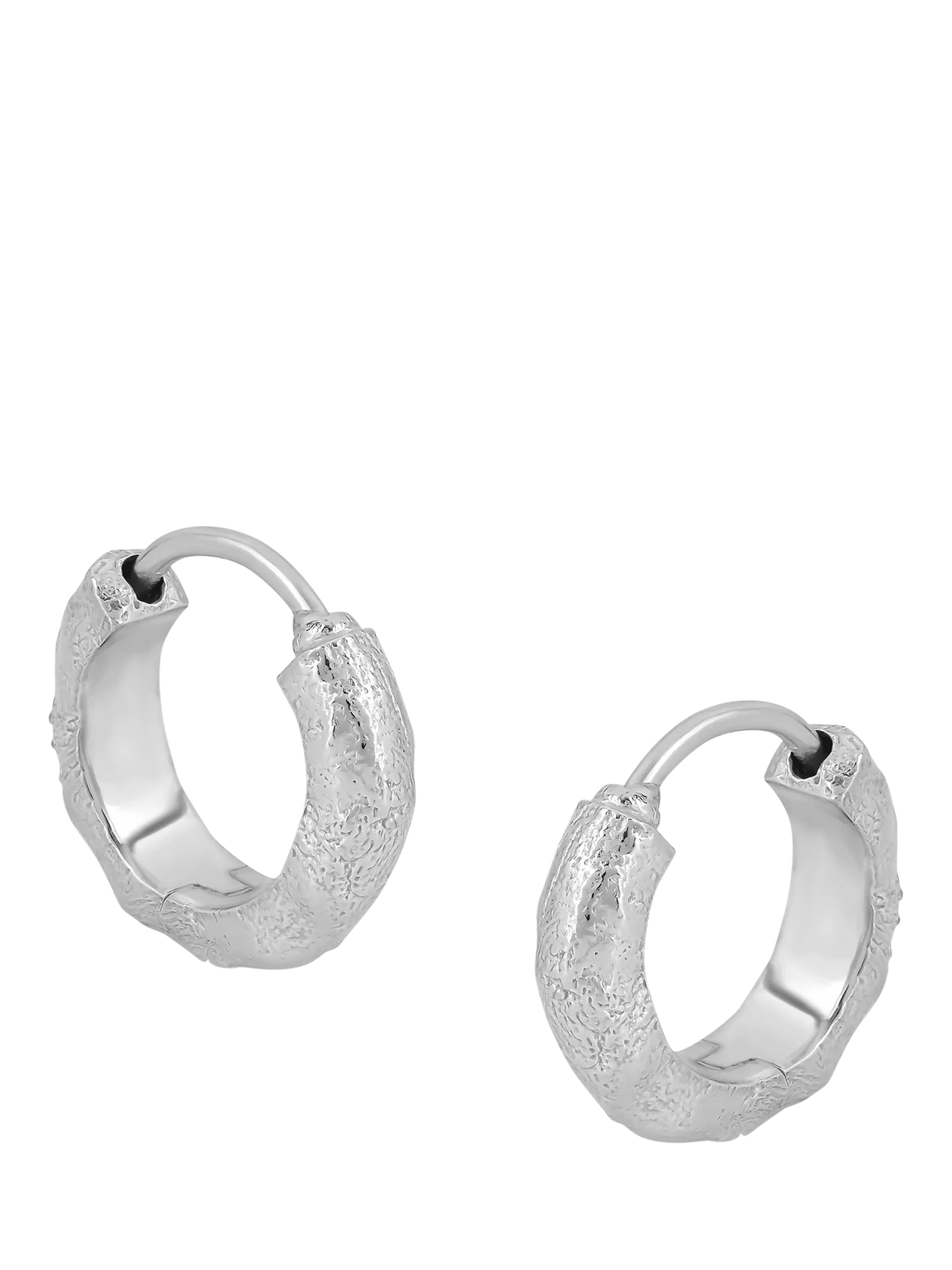 Tutti textured huggie hoop earrings in silver (British brand)