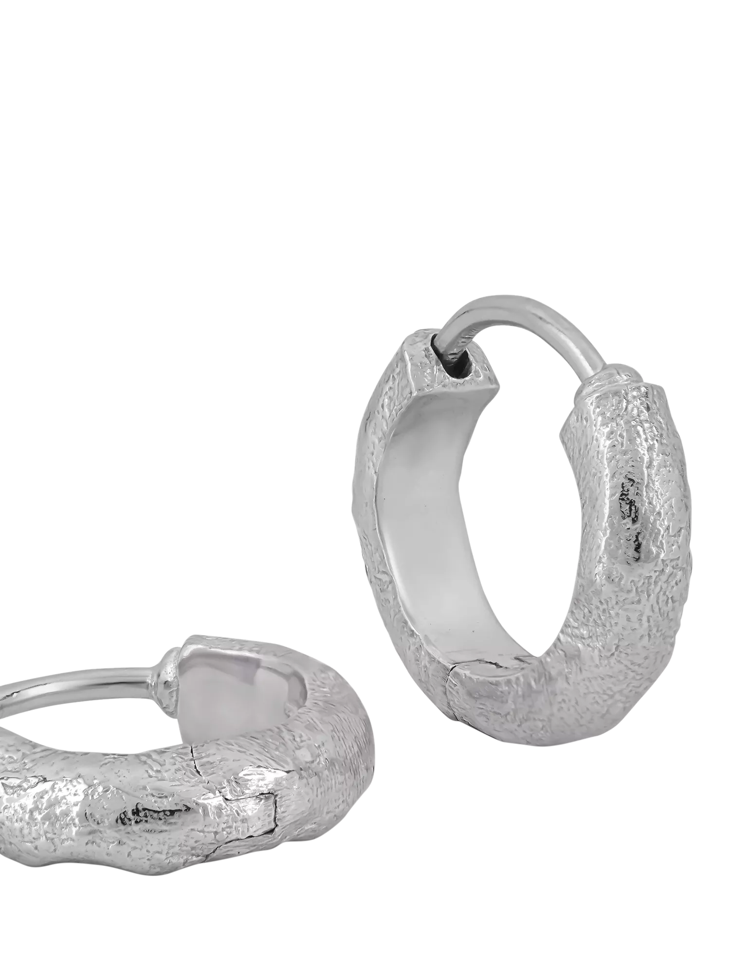 Tutti textured huggie hoop earrings in silver (British brand)