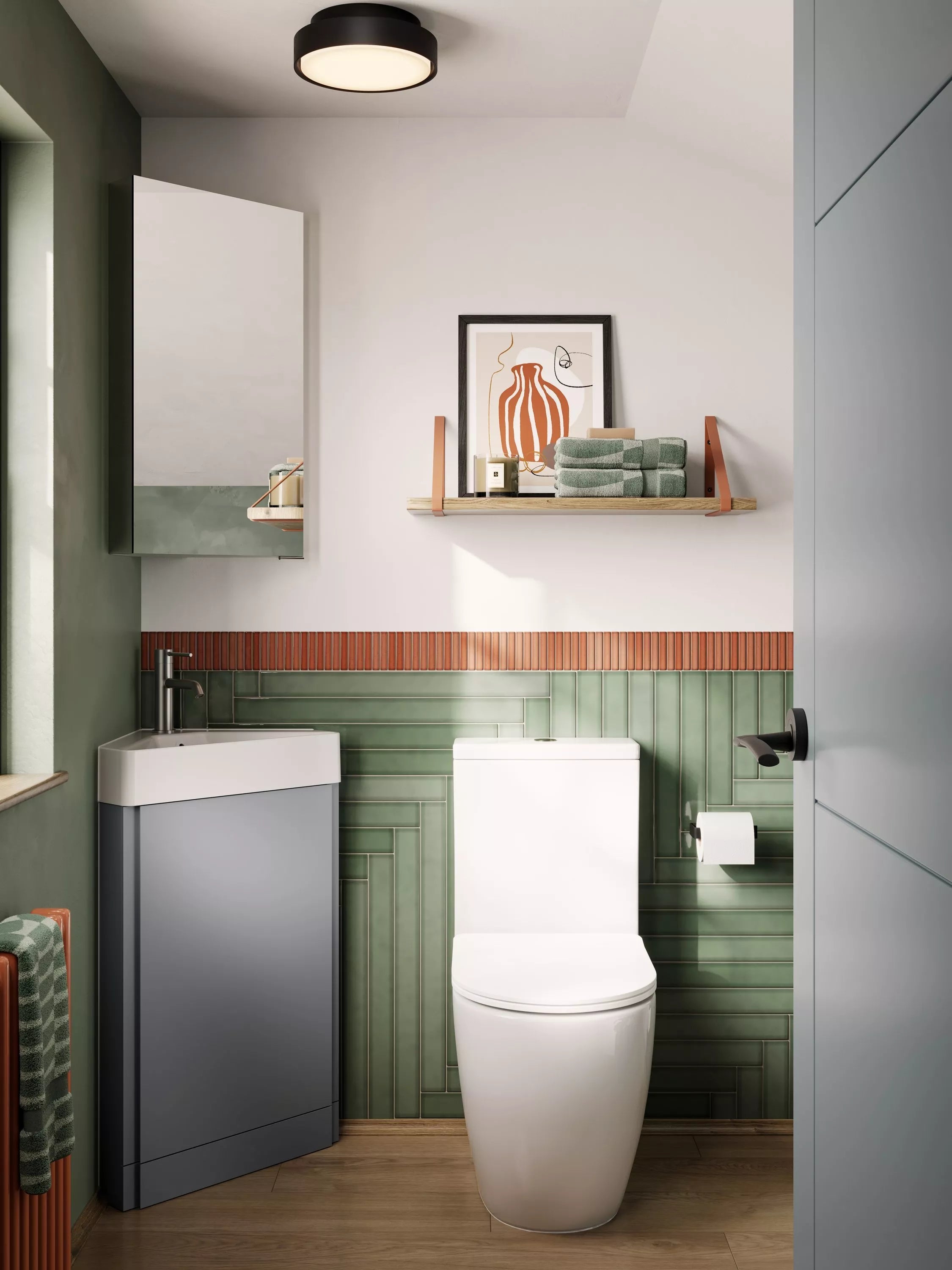 hib. mirrored corner cabinet soft-close hinges shelves - British product