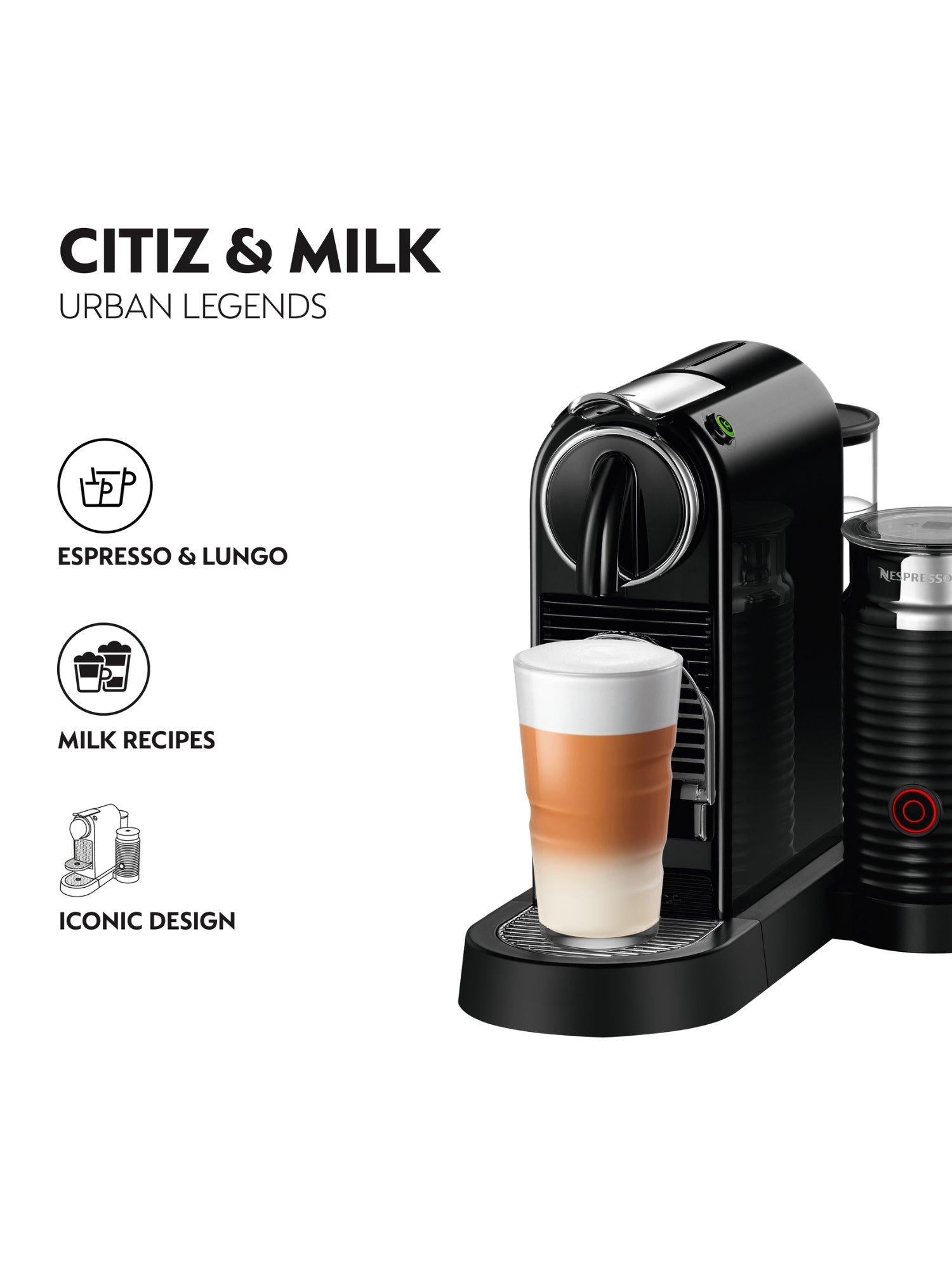 Nespresso CitiZ coffee pod machine with Aeroccino frother, imported from the UK