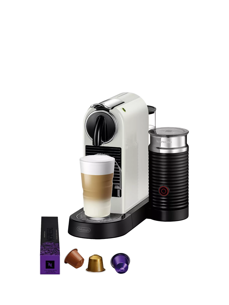 CitiZ Coffee Pod Machine with Aeroccino Milk Frother by De'Longhi, White