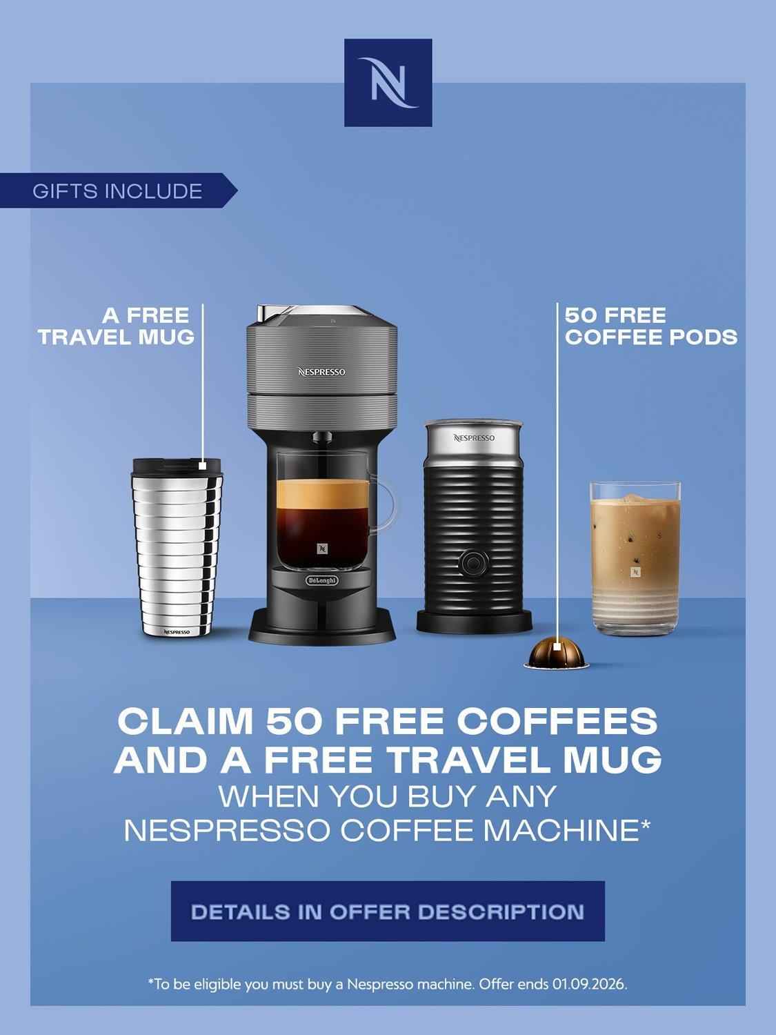 Nespresso Vertuo Next coffee machine with Aeroccino frother (British brand)