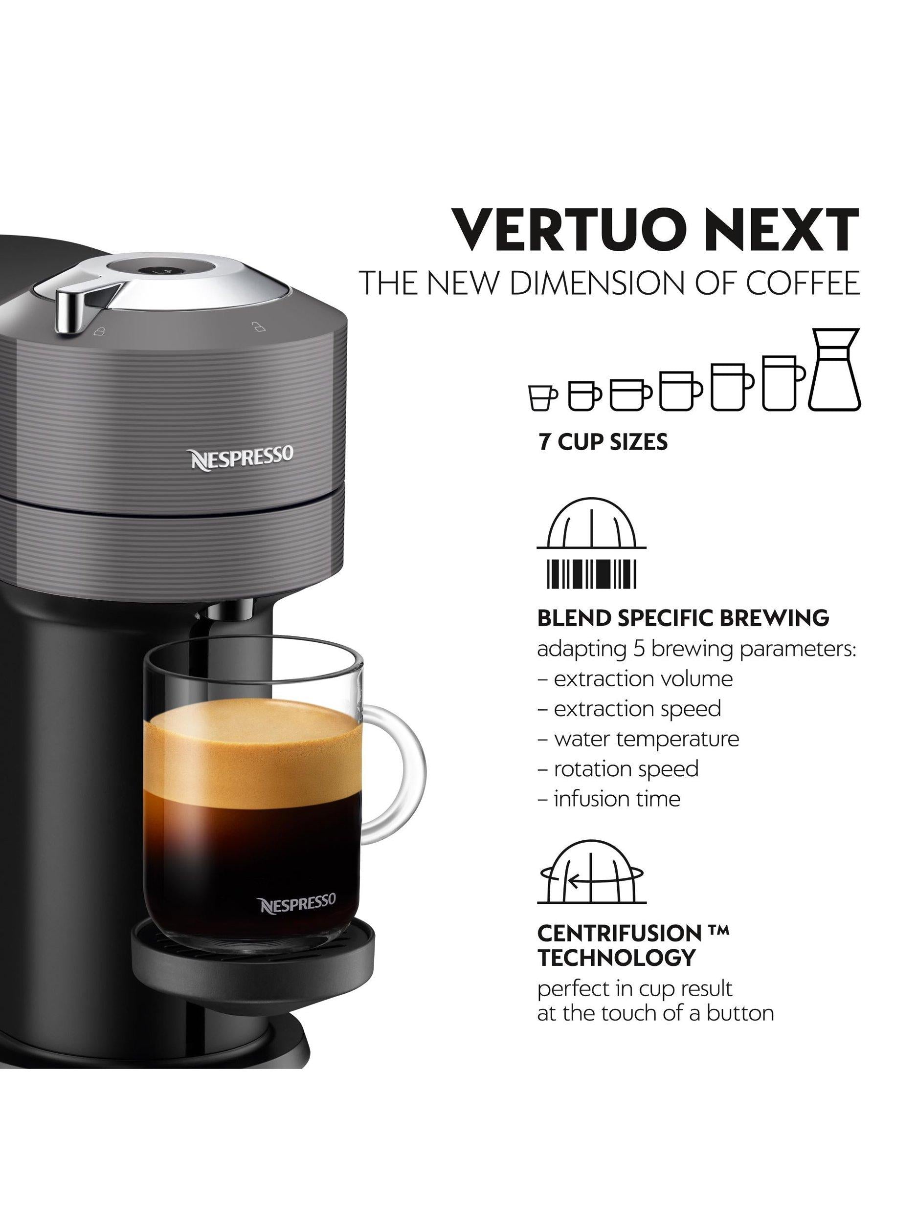 Nespresso Vertuo Next coffee machine with Aeroccino frother (British brand)