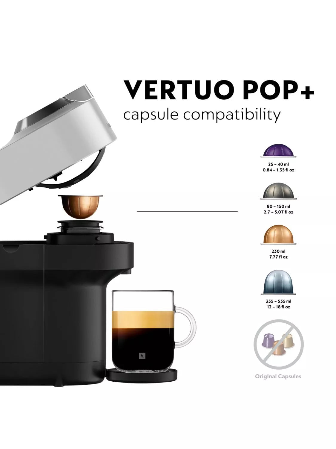 Nespresso Vertuo Pop Plus silver coffee machine - British product