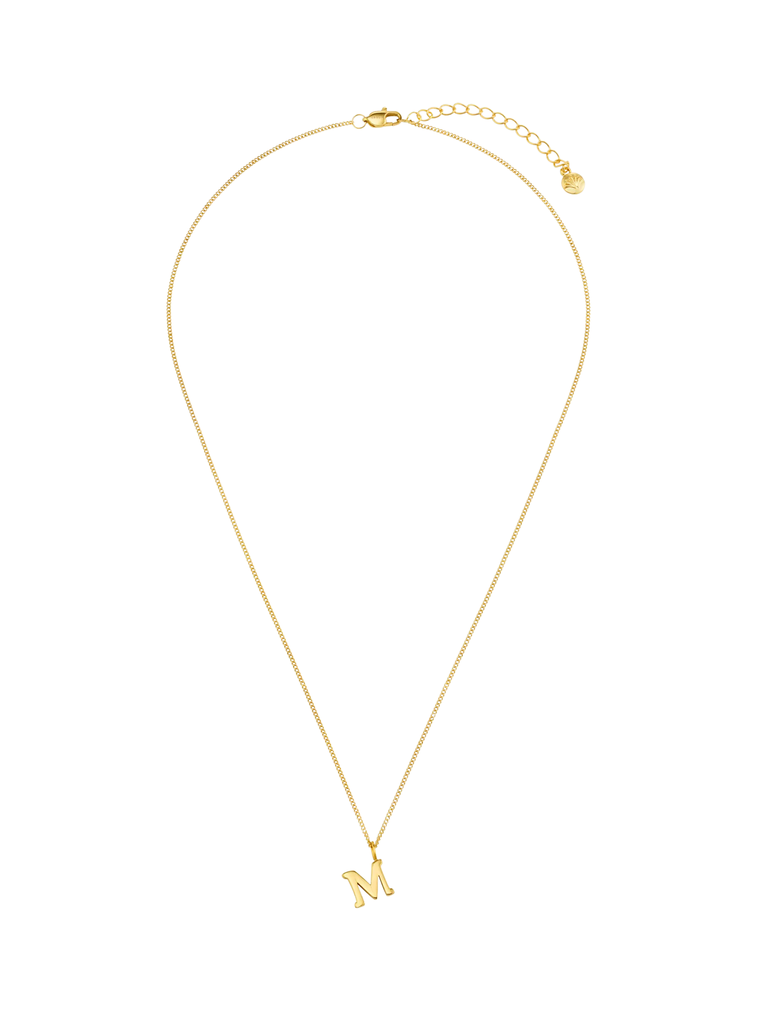 Orelia Luxe Initial Waterproof Pendant Necklace, Pale Gold, 40-45cm