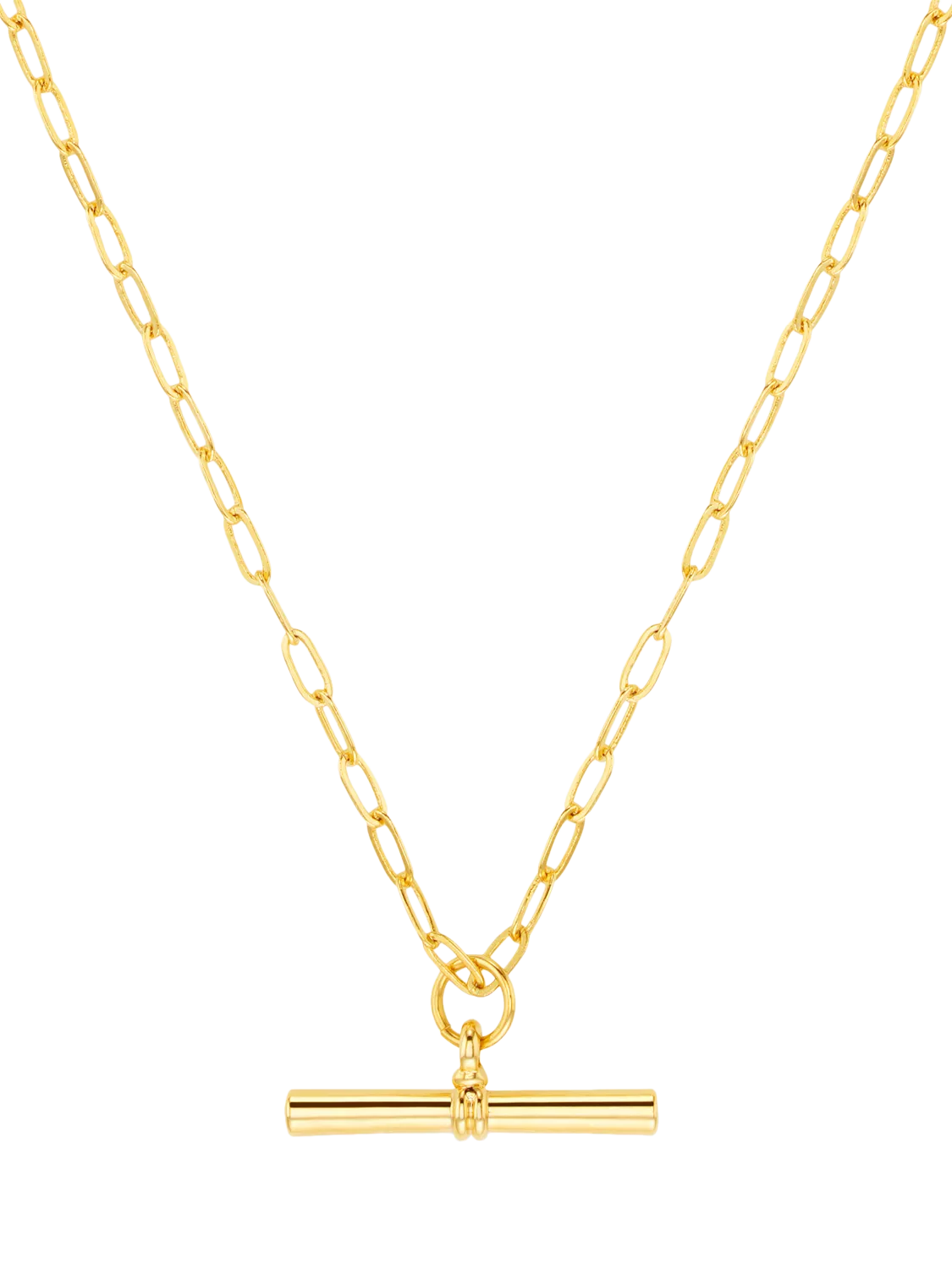 Orelia chunky t-bar necklace gold plated brass, imported from the UK